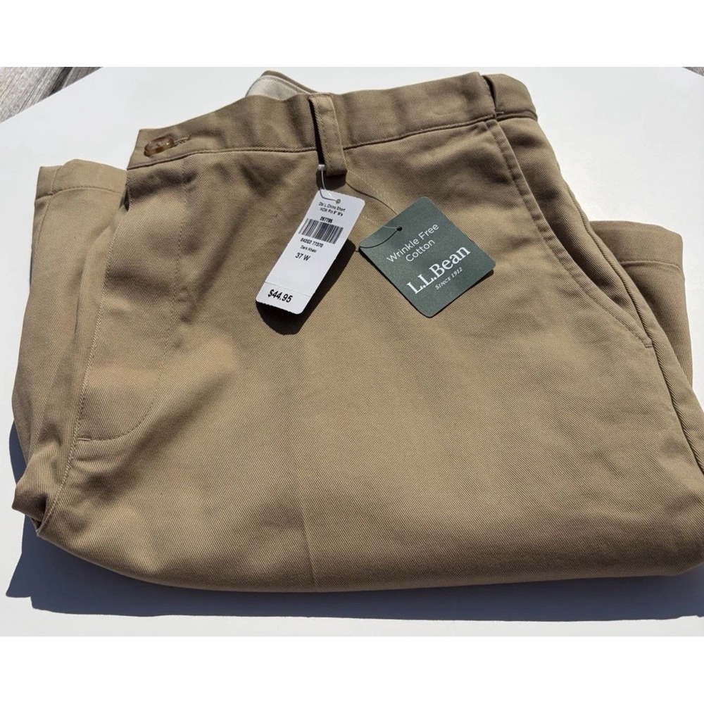 L.L. Bean NWT Double L Wrinkle Free Khaki Shorts Size 37 Comfort Waist Cotton